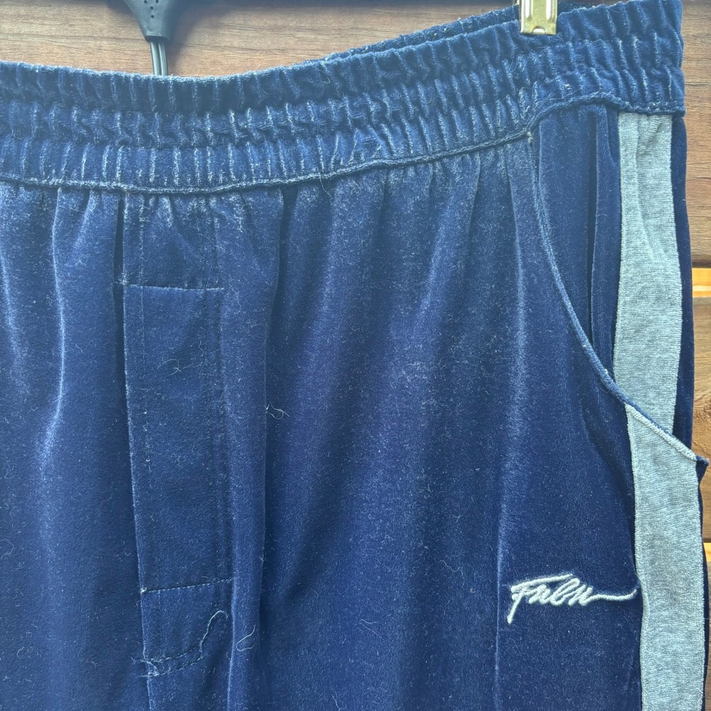 FUBU Velour Track Pants Mens XL Navy Blue Good Side Stripe Joggers
